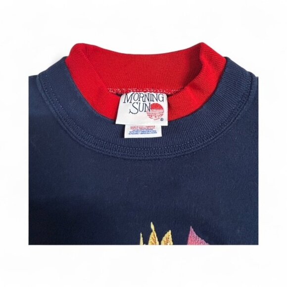 Vintage Morning Sun “Board Meeting” Bird Sweatshirt | Grandmacore 90s | Size L - Picture 8 of 8